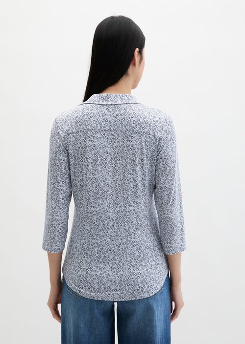 Regular print jersey blouse — Medium Blue