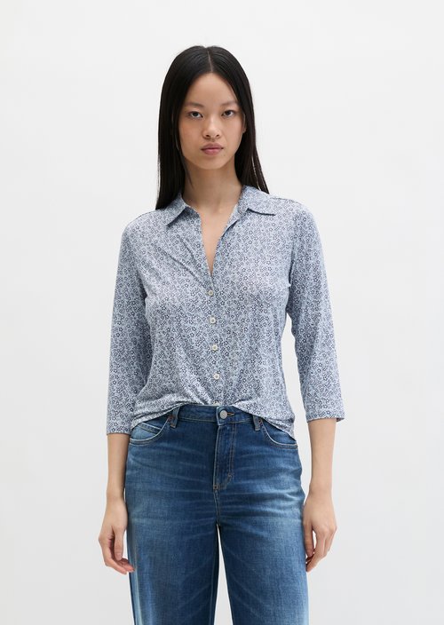 Regular print jersey blouse — Medium Blue