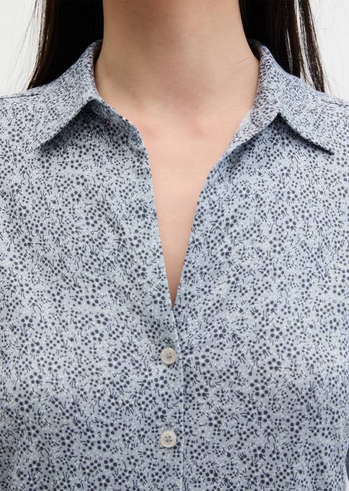 Print-Jerseybluse regular Medium Blue in Detailansicht