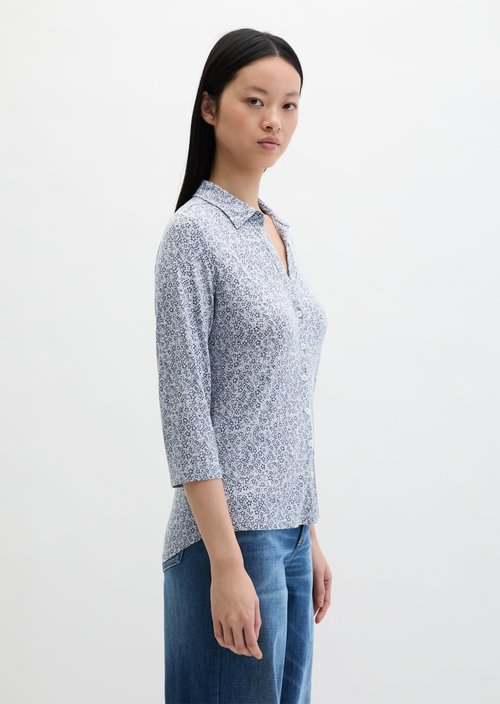 Regular print jersey blouse — Medium Blue