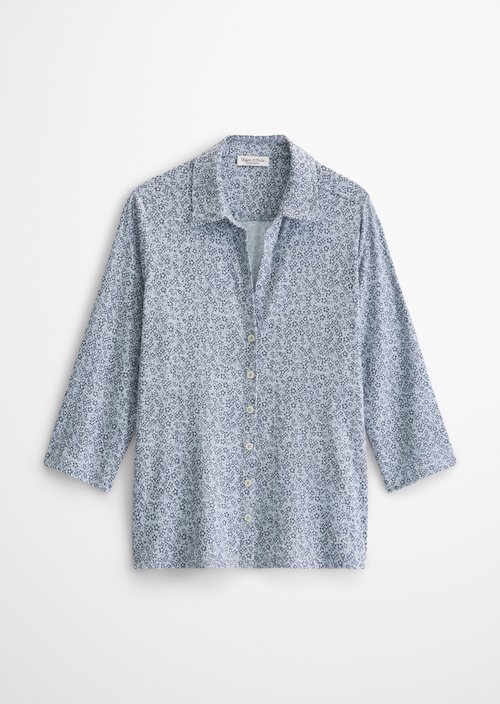 Regular print jersey blouse — Medium Blue