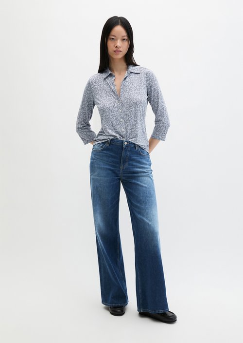 Regular print jersey blouse — Medium Blue