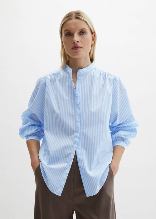 Streifenbluse regular Light Blue in Frontalansicht