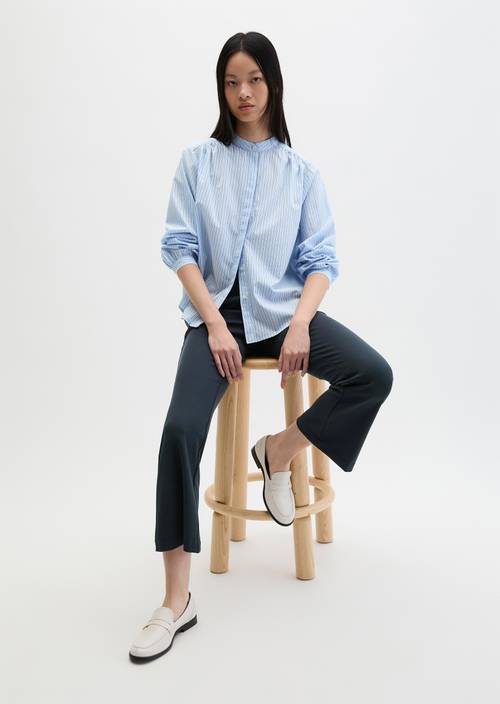 Streifenbluse regular Light Blue in Frontalansicht