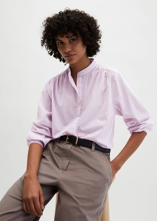 Streifenbluse regular Light Pink in Frontalansicht