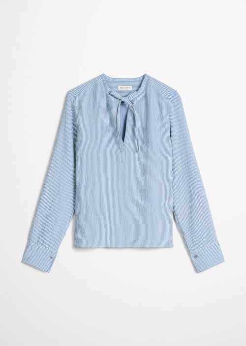 Crinkle striped blouse A-shape — Medium Blue