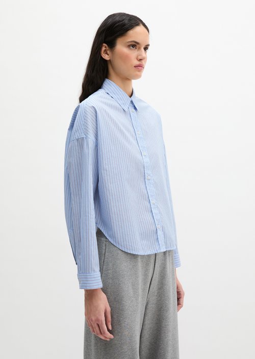 Striped blouse loose — Light Blue