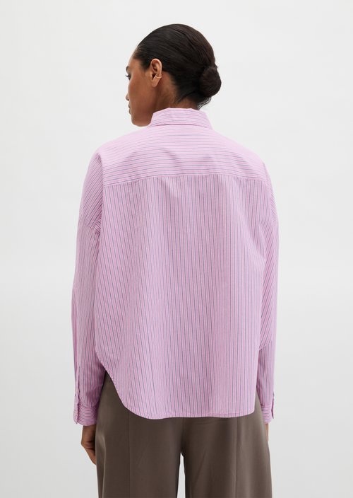 Striped blouse loose — Medium Pink