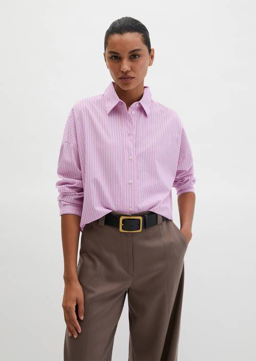 Camicetta a righe sciolta Medium Pink in vista frontale