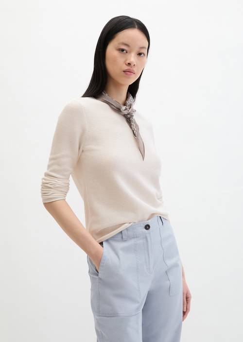 Knitted sweater slim White Cotton in front view