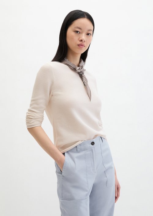 Strickpullover slim — White Cotton