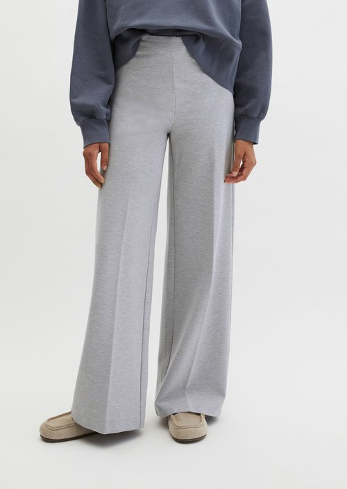 Jersey pants model Margo wide — Gravel Grey Melange