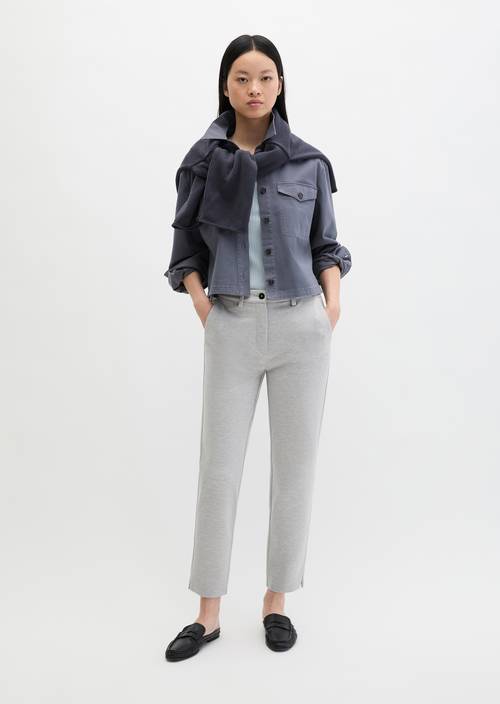 Jerseyhose Model Malin slim Gravel Grey Melange in Frontalansicht