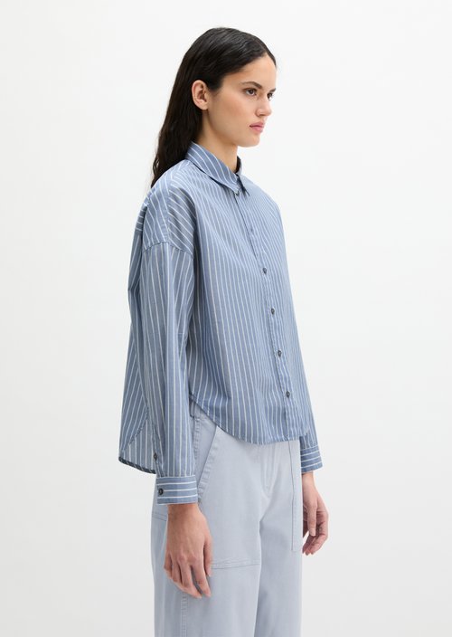 Striped blouse loose — Medium Blue