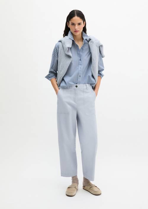 Streifenbluse loose Medium Blue in Frontalansicht