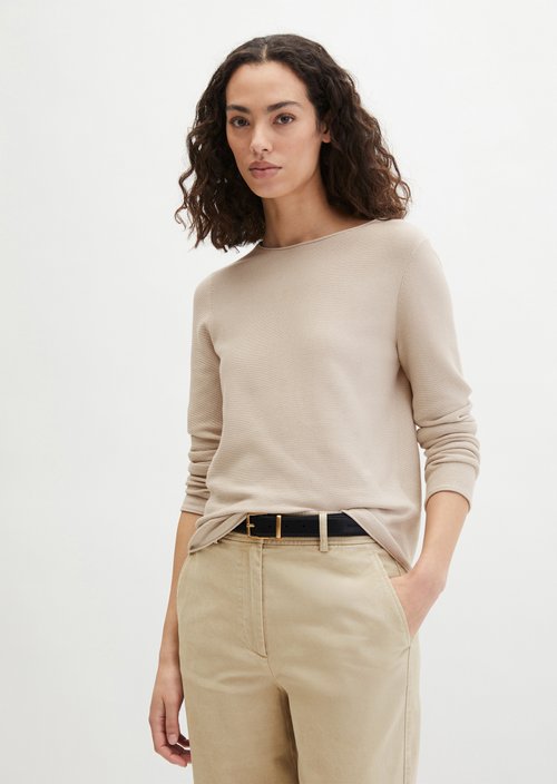 Knitted sweater slim — Linen Beige