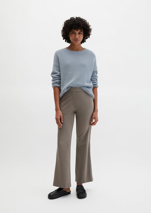 Jersey pants model Marthe flared — Chalky Brown