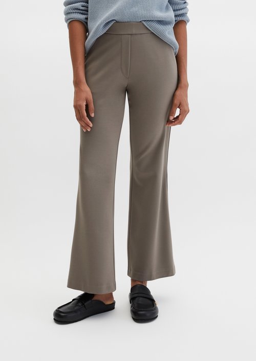 Jersey pants model Marthe flared — Chalky Brown