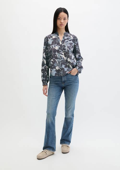 Print-Bluse regular Dark Grey in Frontalansicht