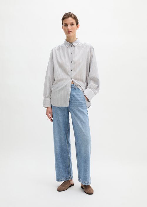 Relaxed striped blouse — Light Blue