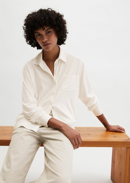 Jersey blouse loose — White Cotton