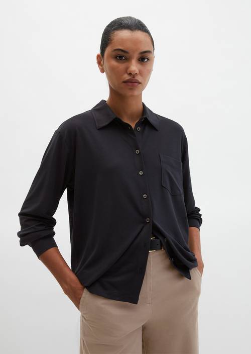 Camicetta in jersey sciolta Deep Night Blue in vista frontale