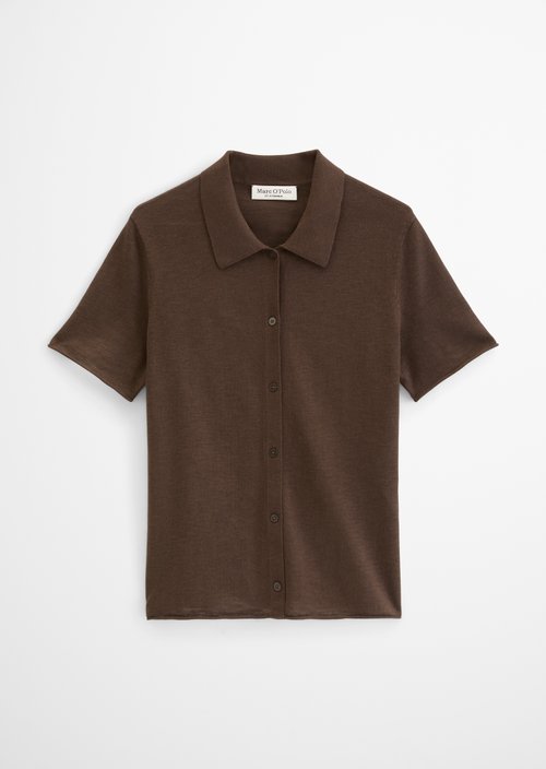 Regular short-sleeved polo cardigan — Burnt Coffee