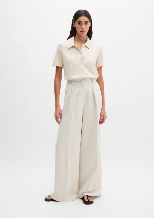 Regular short-sleeved polo cardigan — Grey Silk
