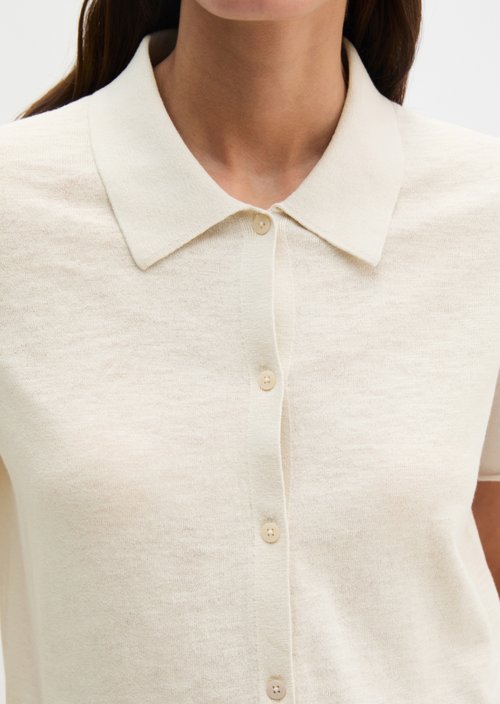 Regular short-sleeved polo cardigan — Grey Silk