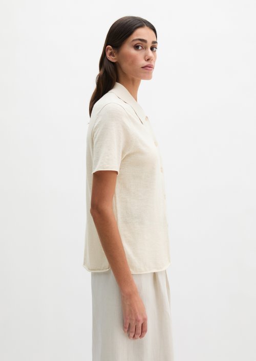 Regular short-sleeved polo cardigan — Grey Silk
