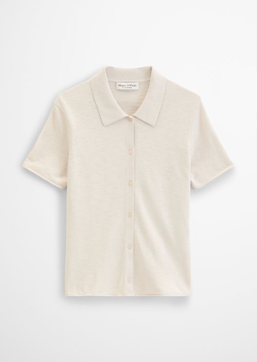 Regular short-sleeved polo cardigan — Grey Silk