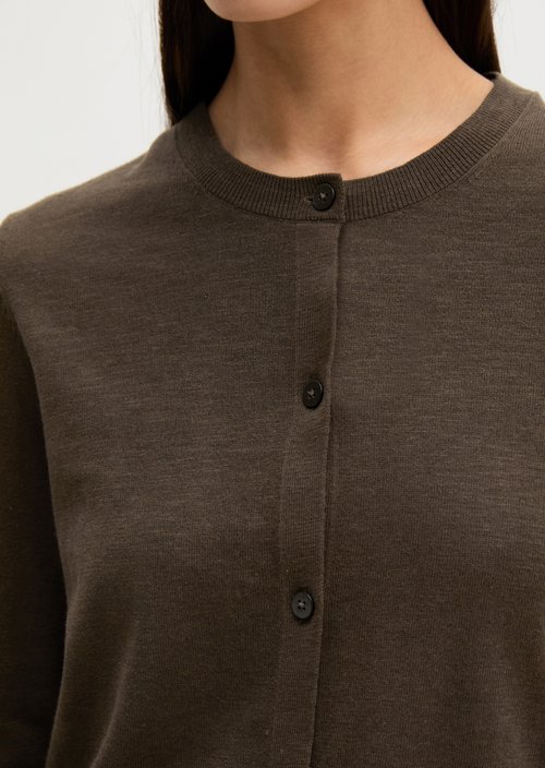 Slub-Cardigan regular — Burnt Coffee
