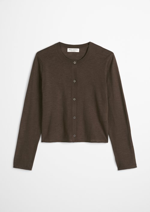 Slub-Cardigan regular — Burnt Coffee