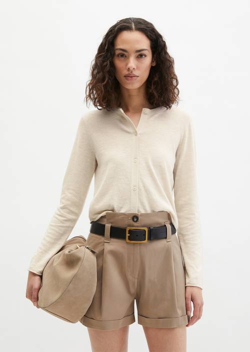 Cardigan slub regular Grey Silk in vista frontale