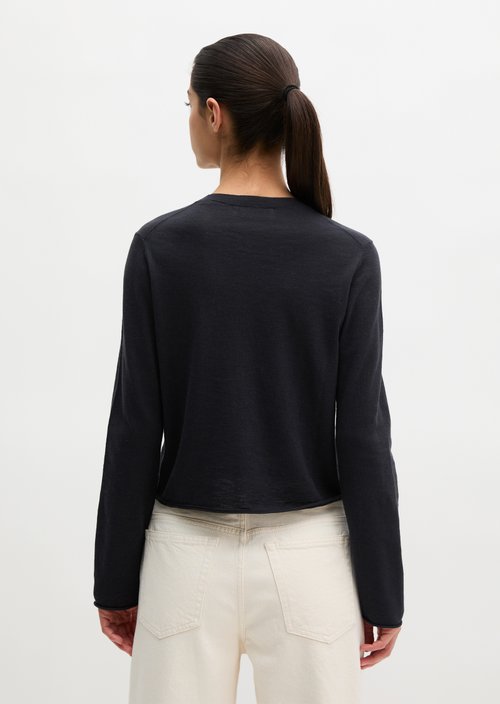 Slub-Cardigan regular — Deep Night Blue