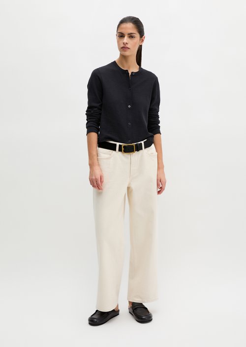 Slub-Cardigan regular — Deep Night Blue