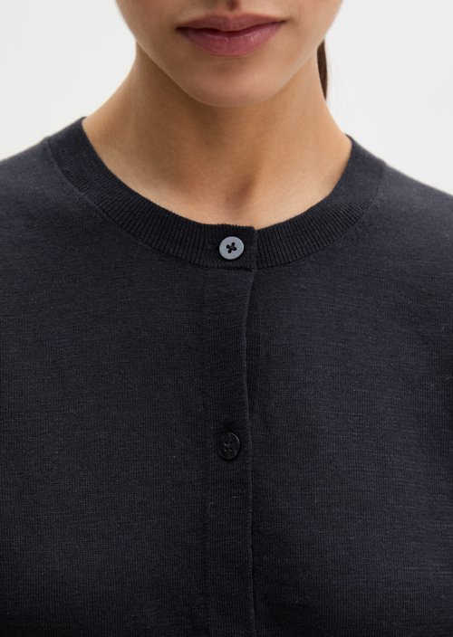 Slub-Cardigan regular — Deep Night Blue