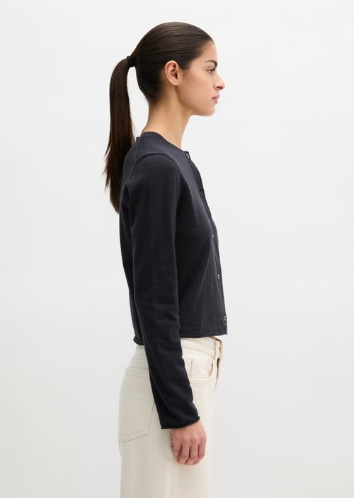 Slub-Cardigan regular — Deep Night Blue