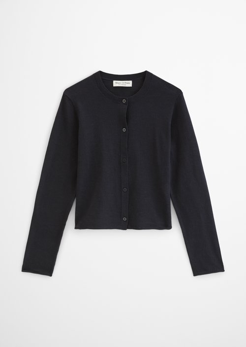 Slub-Cardigan regular — Deep Night Blue