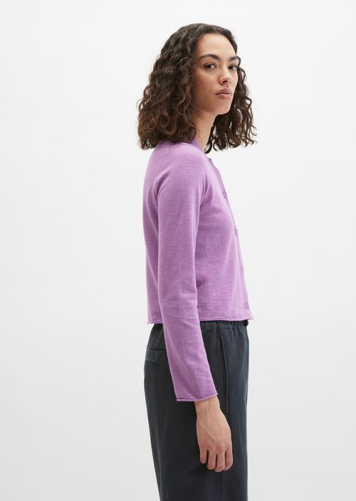 Slub-Cardigan regular — Warm Lilac