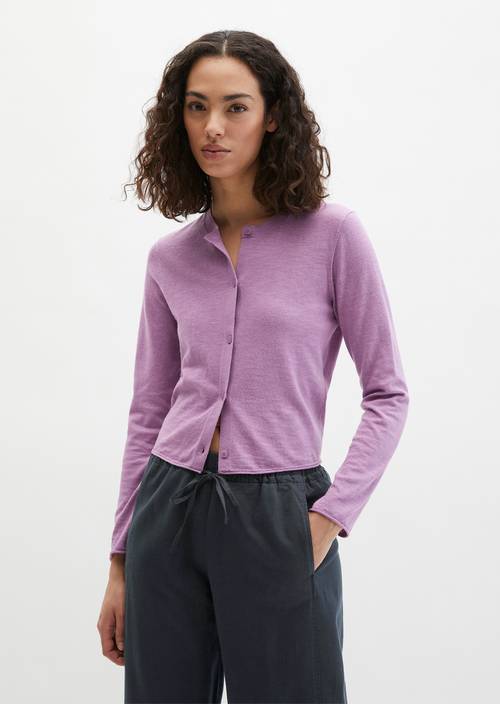 Cardigan slub regular Warm Lilac in vista frontale