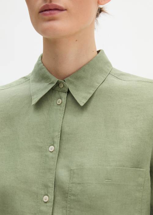 Leinen-Bluse regular Fresh Sage in Detailansicht