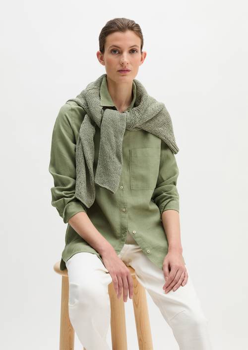 Leinen-Bluse regular Fresh Sage in Frontalansicht