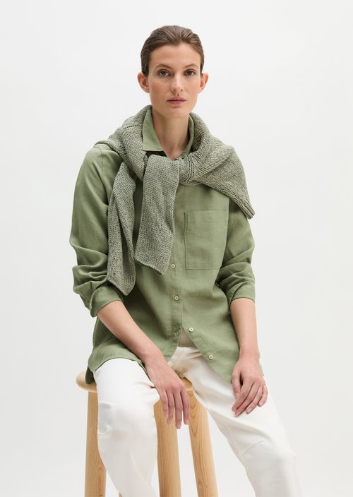 Linen blouse regular — Fresh Sage