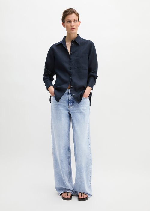 Linen blouse regular — Deep Night Blue
