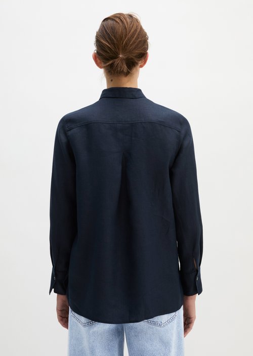 Linen blouse regular — Deep Night Blue