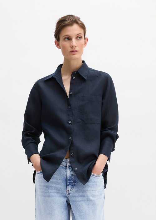 Linen blouse regular — Deep Night Blue