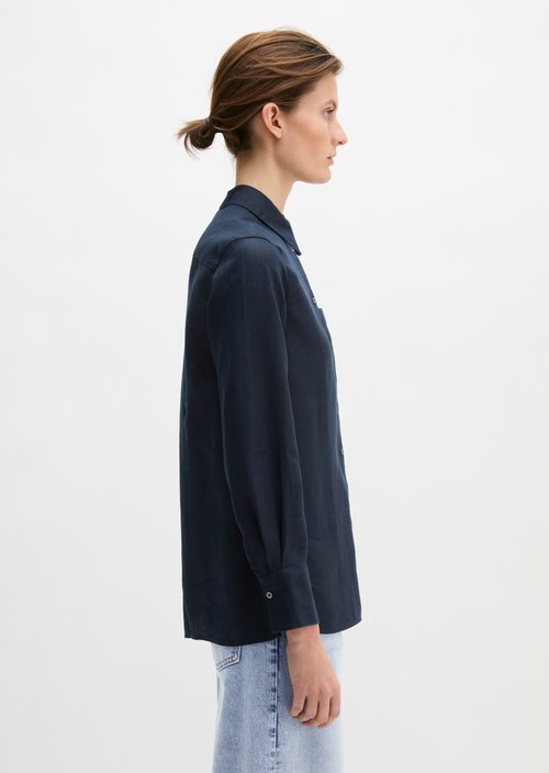 Linen blouse regular — Deep Night Blue