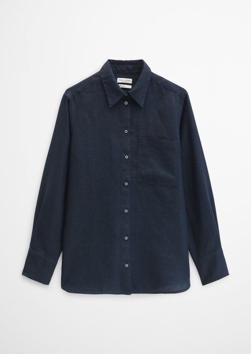 Linen blouse regular — Deep Night Blue