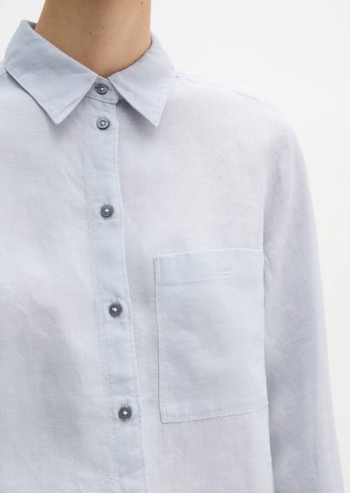Leinen-Bluse regular Airy Blue in Detailansicht